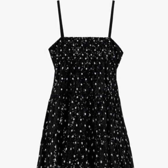 Zara Black Sequin Polka Dot Mini Dress - Size Small NWT - Picture 5 of 10